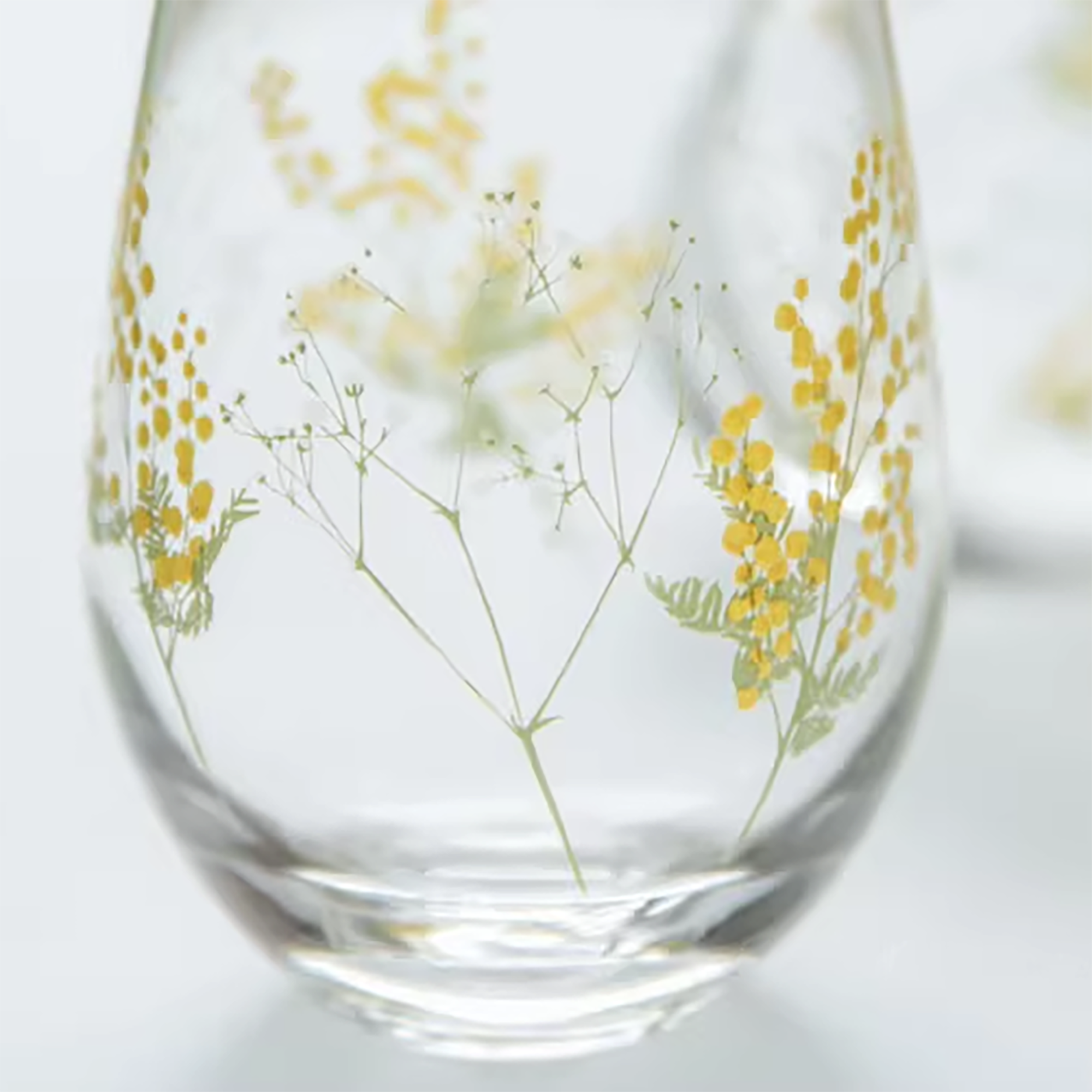 Verre Toyo-Sasaki motif mimosa et muguet