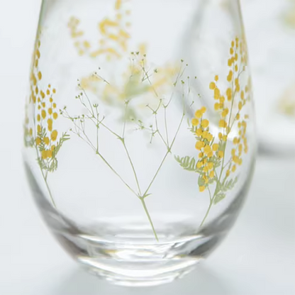 Verre Toyo-Sasaki motif mimosa et muguet