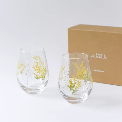 Verre Toyo-Sasaki motif mimosa et muguet