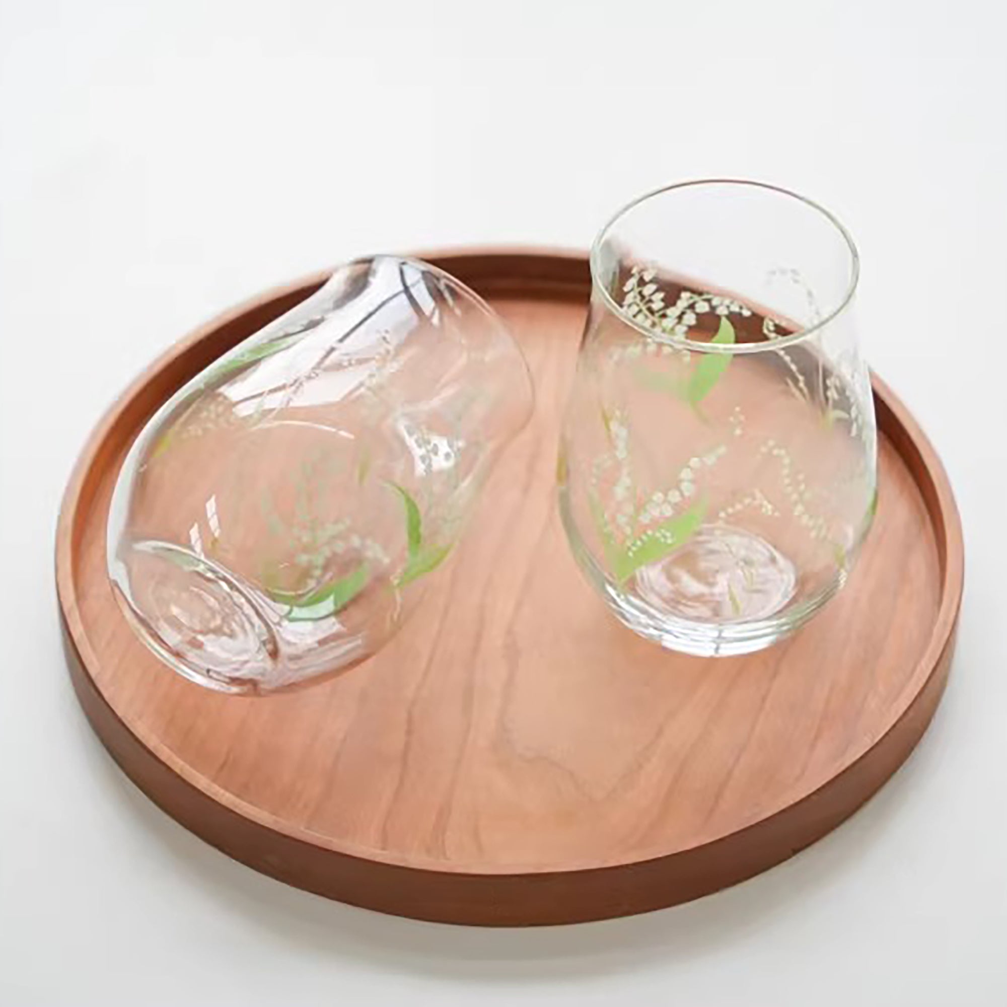 Verre Toyo-Sasaki motif mimosa et muguet