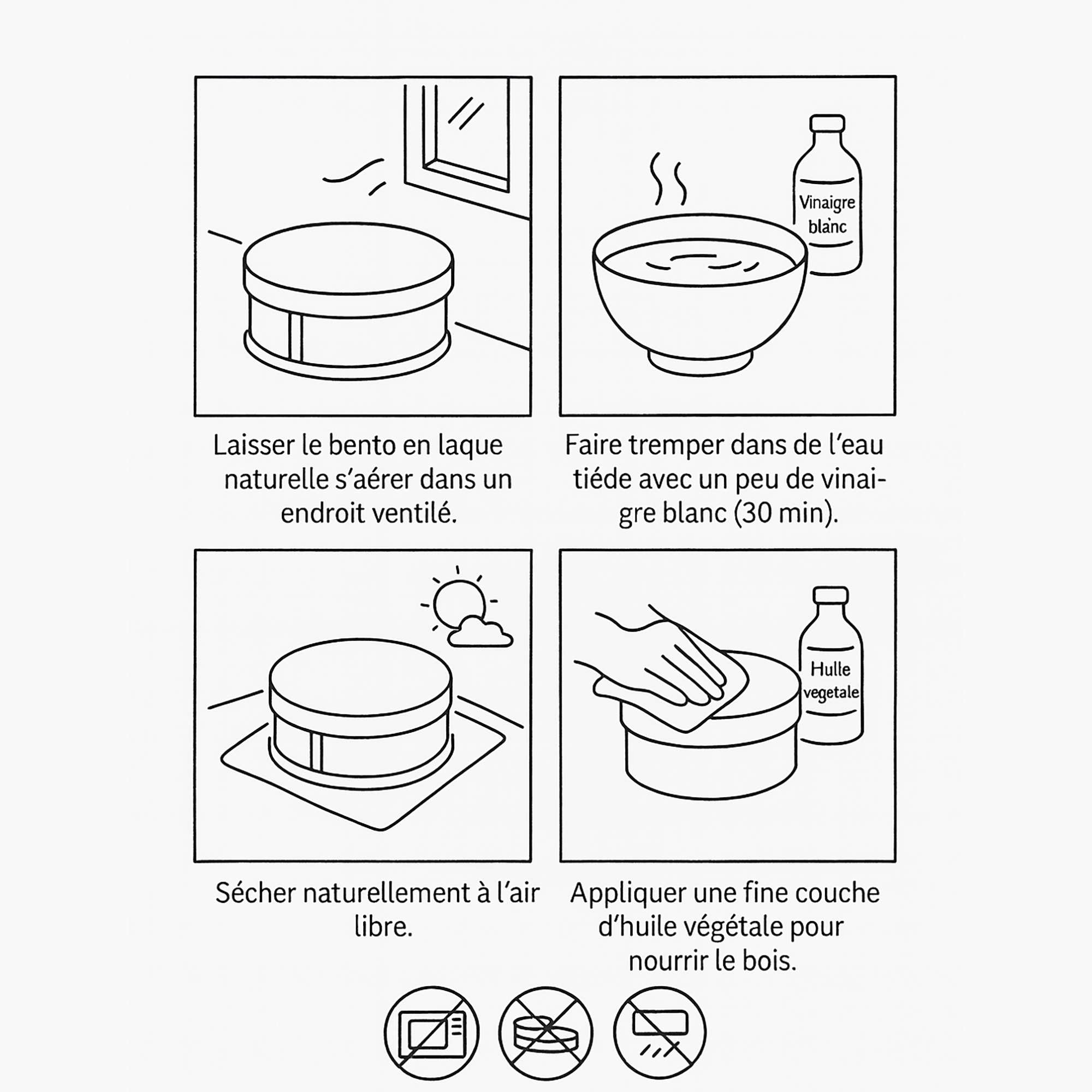 Bento à deux étages en bois avec Laque naturelle