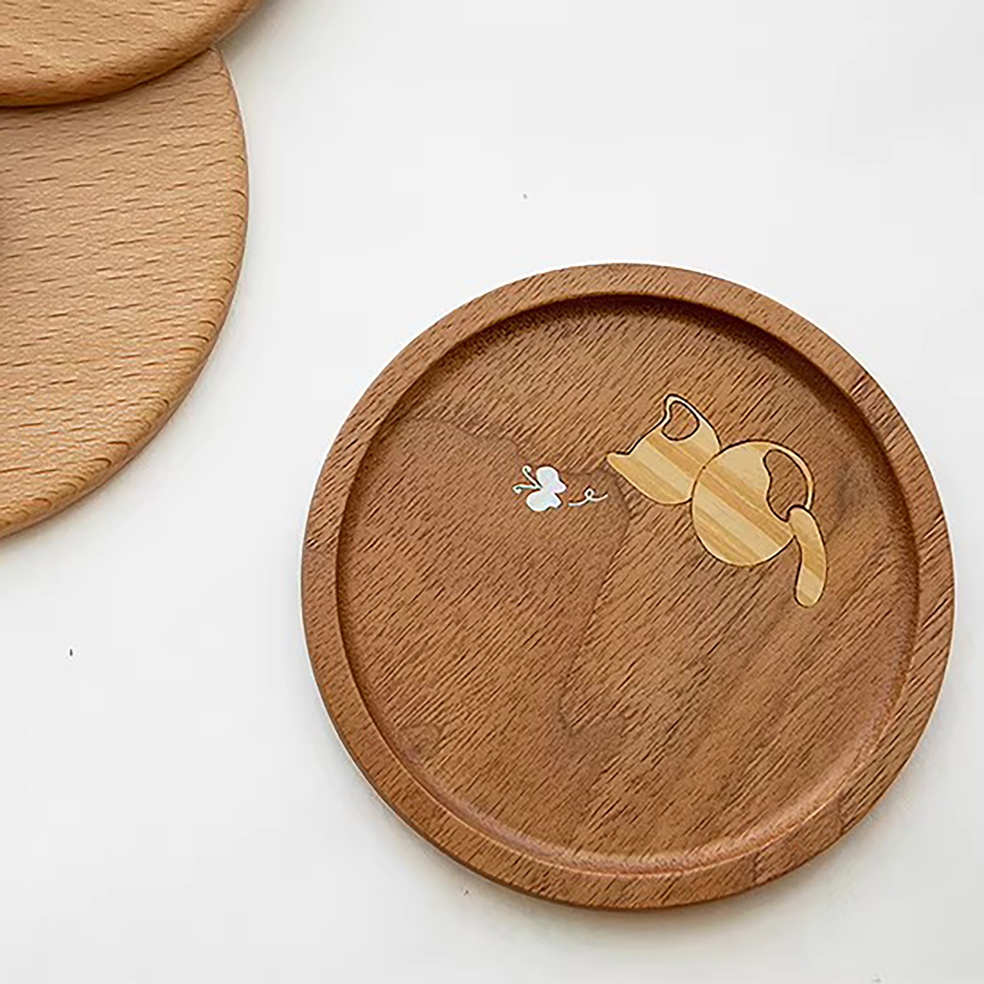Dessous de verre en bois incrusté