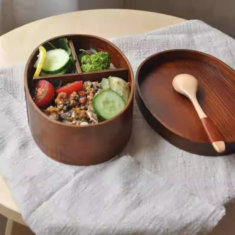 Boîte à bento artisanale en bois de cèdre style japonais