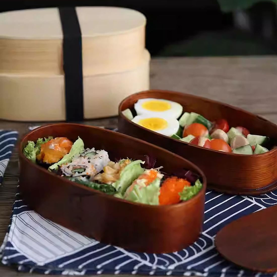 Boîte à bento deux couche artisanale en bois de cèdre style japonais