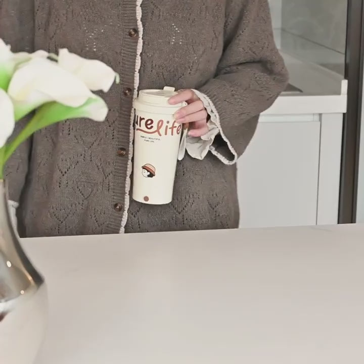 Grande tasse à café en acier inoxydable avec mélangeur automatique