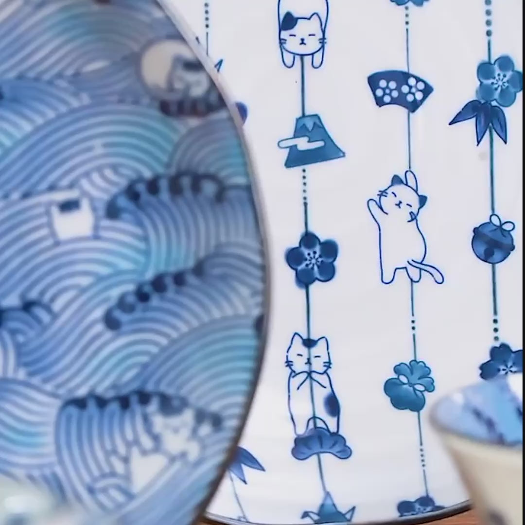 Vaisselle de Minoyaki en céramique avec motif chats mignons