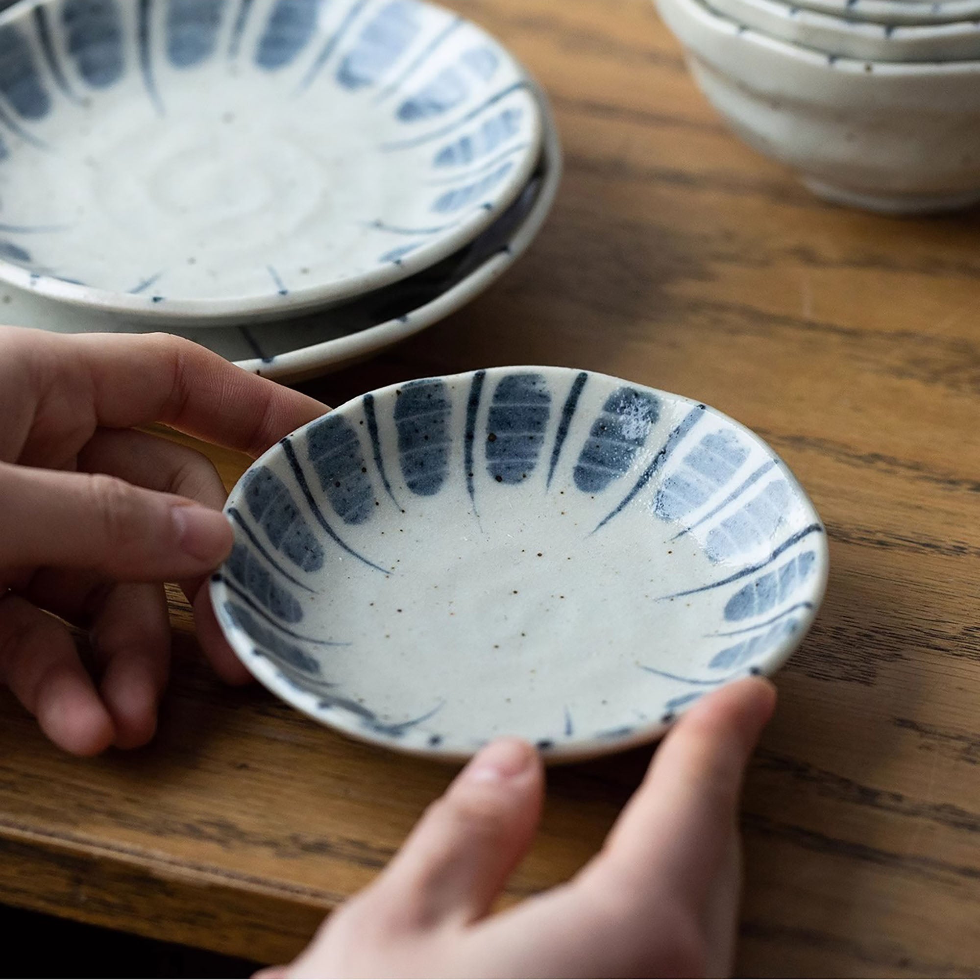 Bol et assiette en céramique rustique Mino-yaki