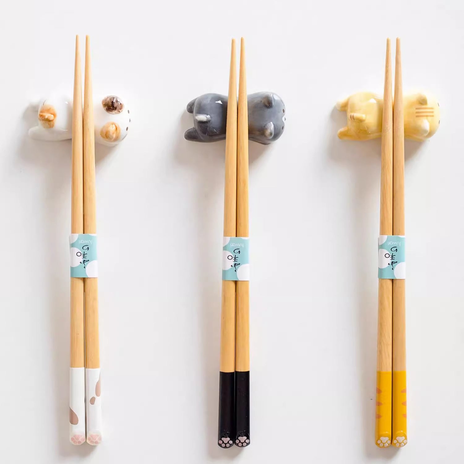Baguettes en bois avec Design pattes de chat