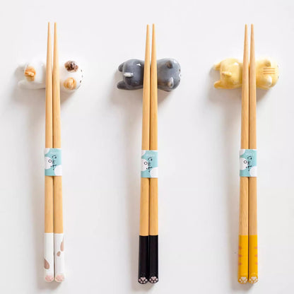 Baguettes en bois avec Design pattes de chat