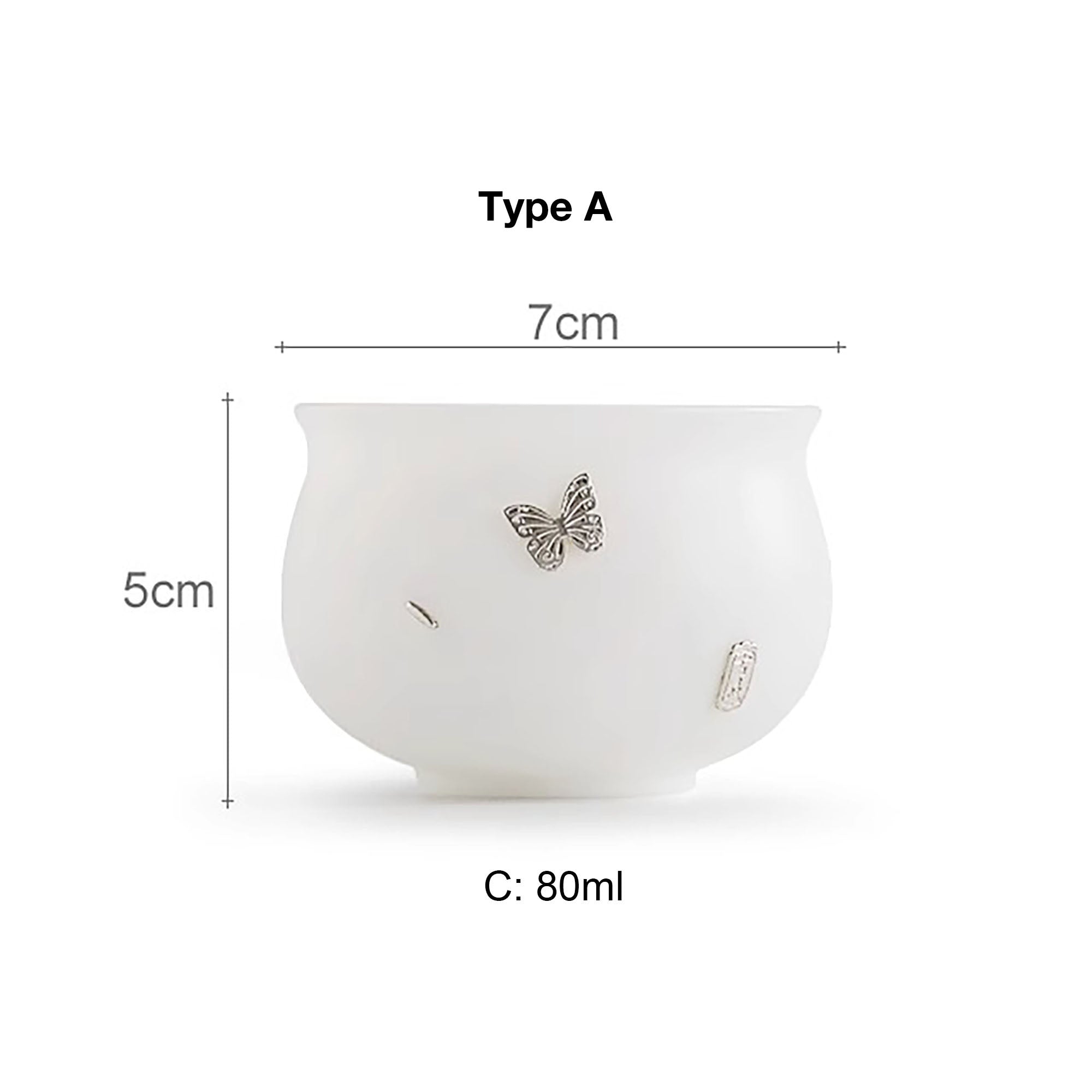 Tasse de maître en porcelaine jade et Ornée en argent avec forme galbée élégante