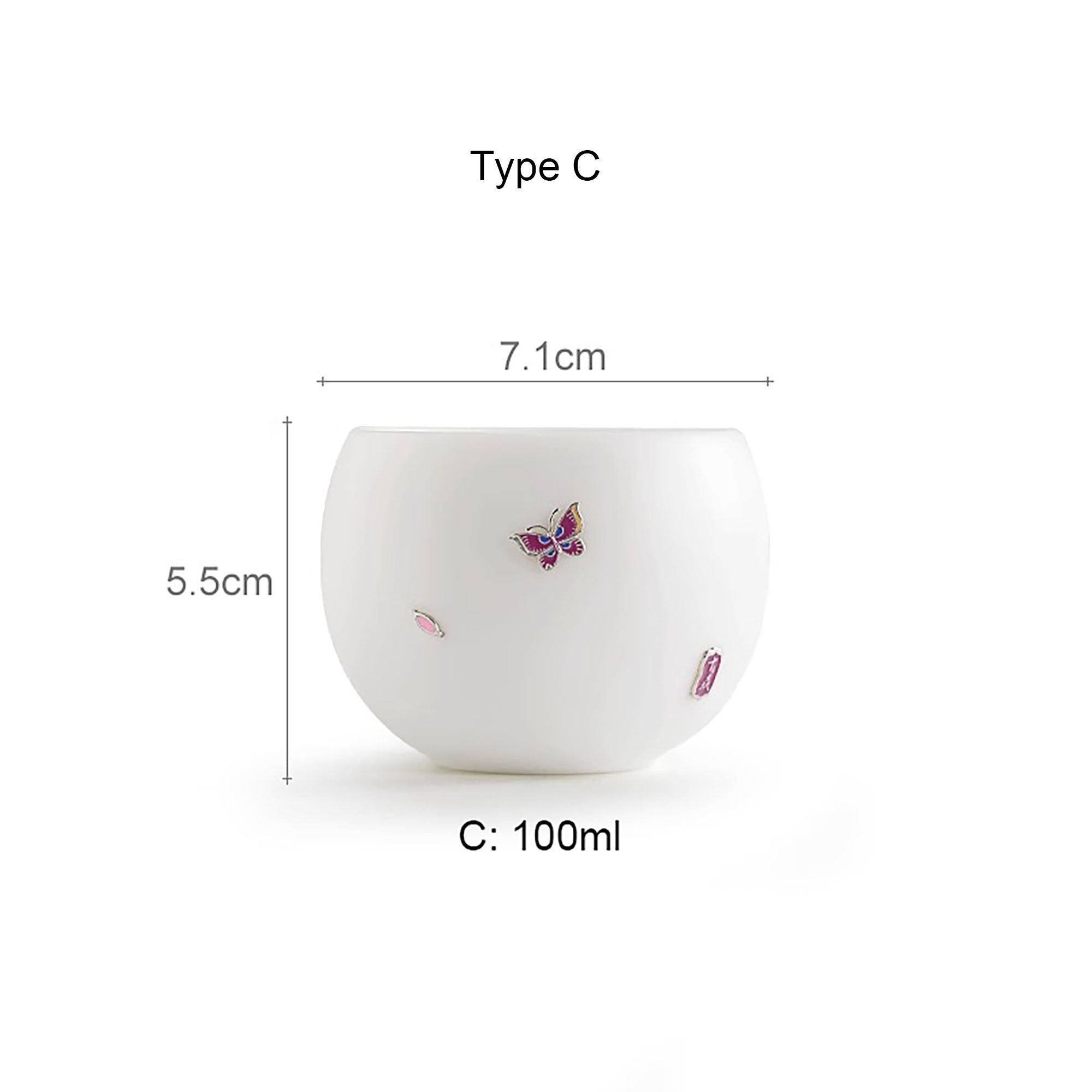 Tasse de maître élégante en porcelaine jade et Ornée en argent