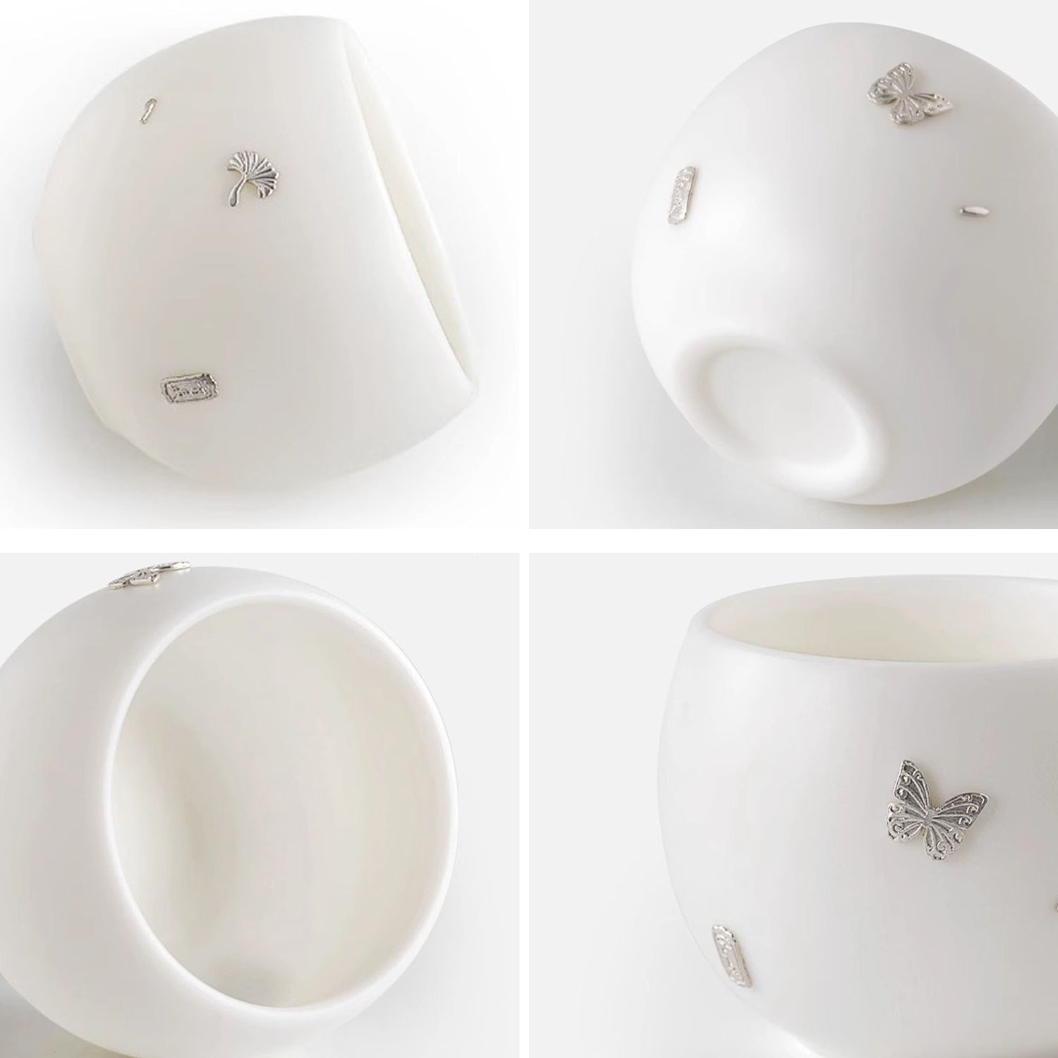 Tasse de maître élégante en porcelaine jade et Ornée en argent