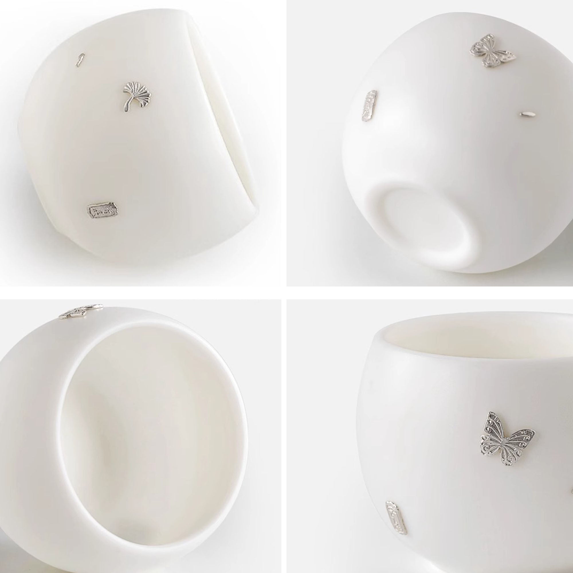 Tasse de maître élégante en porcelaine jade et Ornée en argent