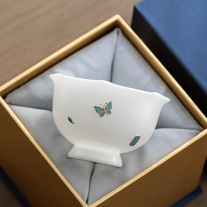 Tasse de maître en porcelaine jade et Ornée en argent